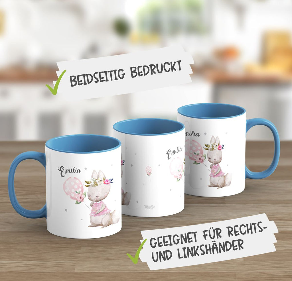 Keramik Tasse Lachender kleiner Hase personalisiert mit Wunschname - von Mikalino