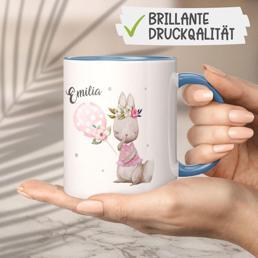 Keramik Tasse Lachender kleiner Hase personalisiert mit Wunschname - von Mikalino