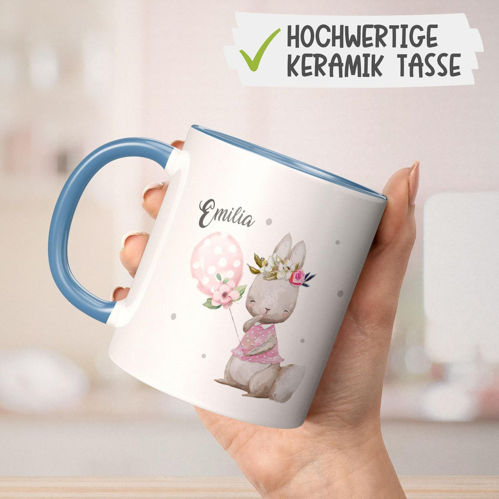 Keramik Tasse Lachender kleiner Hase personalisiert mit Wunschname - von Mikalino