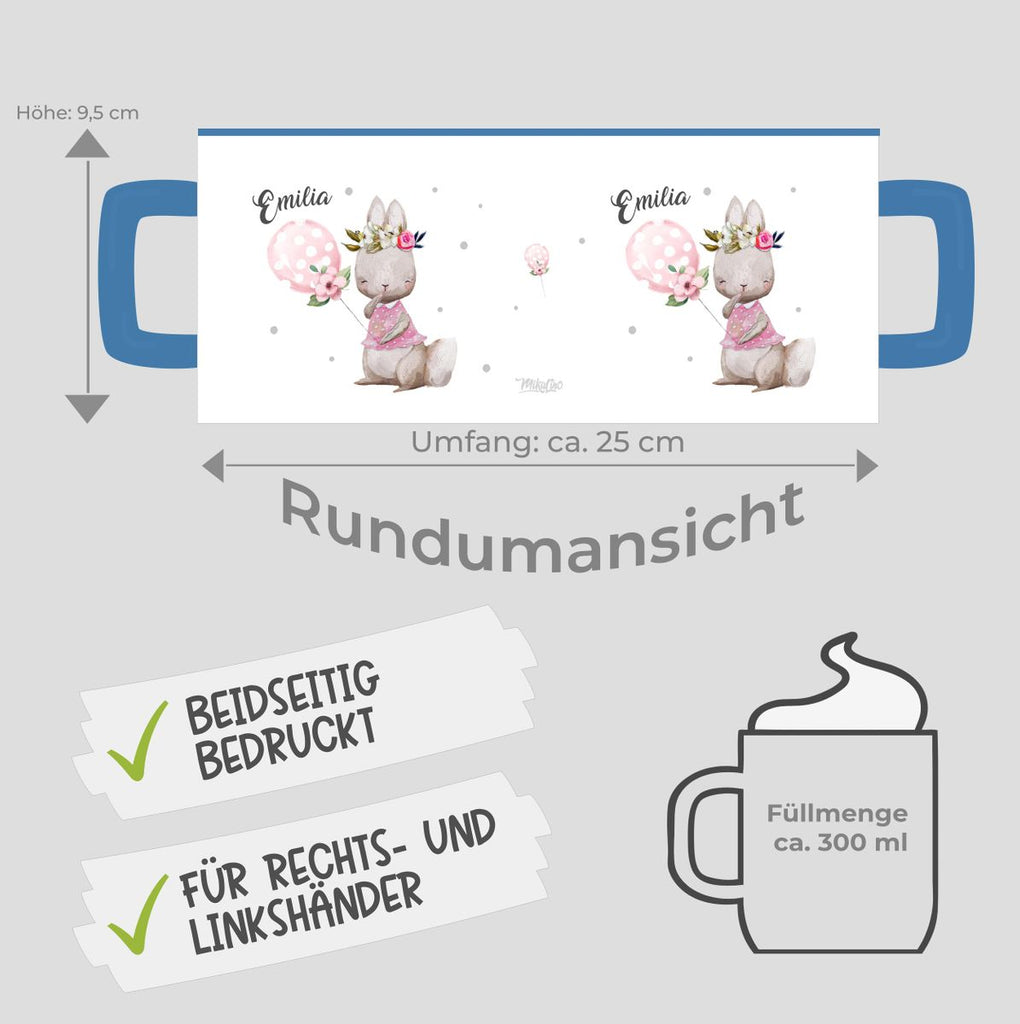 Keramik Tasse Lachender kleiner Hase personalisiert mit Wunschname - von Mikalino