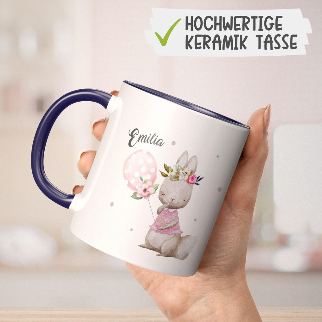 Keramik Tasse Lachender kleiner Hase personalisiert mit Wunschname - von Mikalino