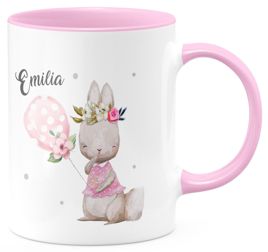 Keramik Tasse Lachender kleiner Hase personalisiert mit Wunschname - von Mikalino