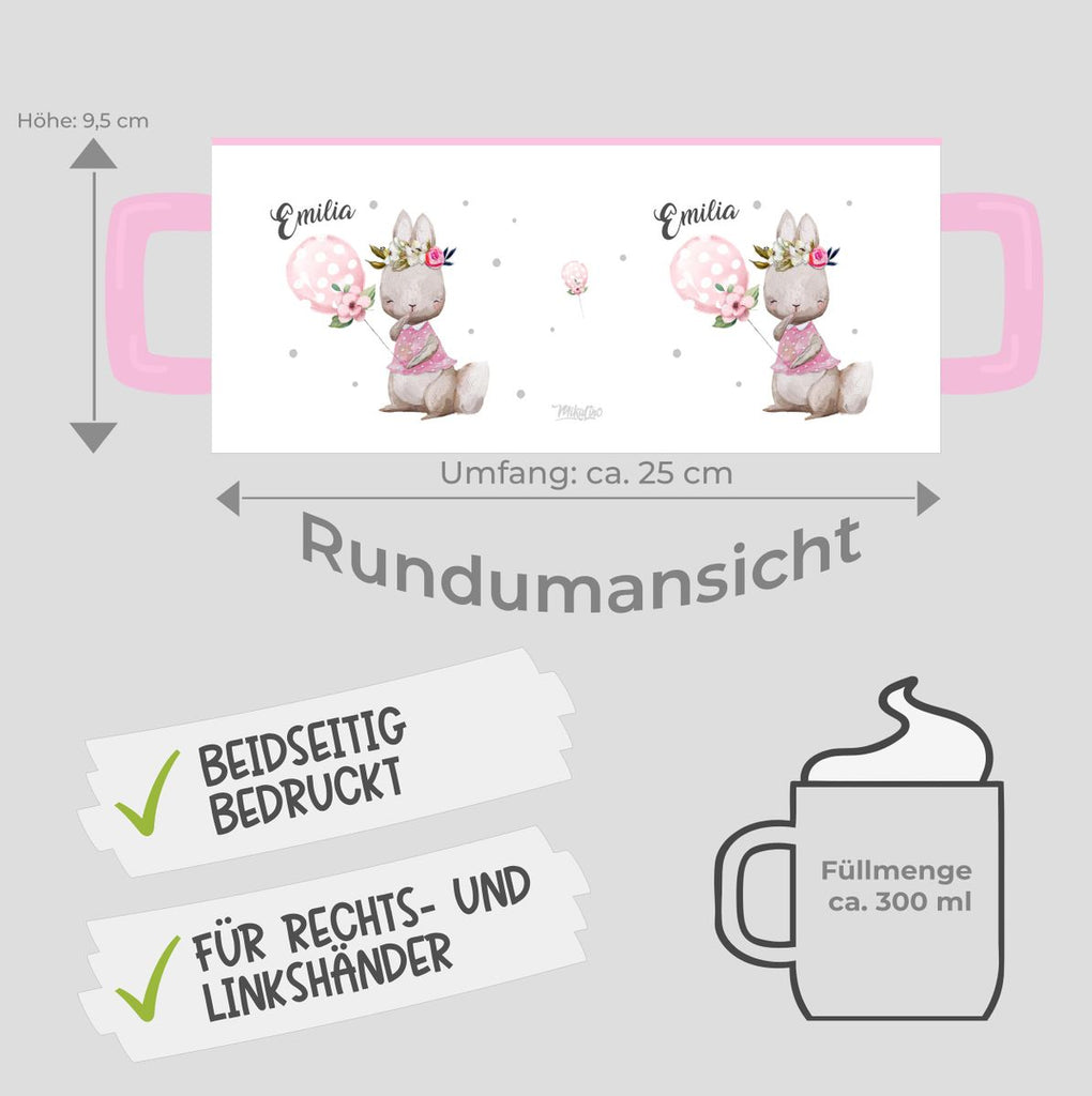 Keramik Tasse Lachender kleiner Hase personalisiert mit Wunschname - von Mikalino