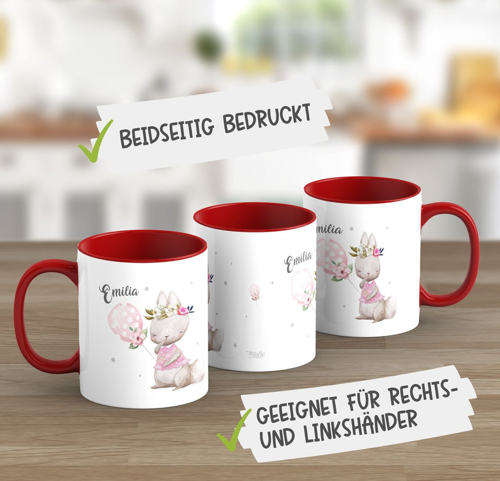 Keramik Tasse Lachender kleiner Hase personalisiert mit Wunschname - von Mikalino