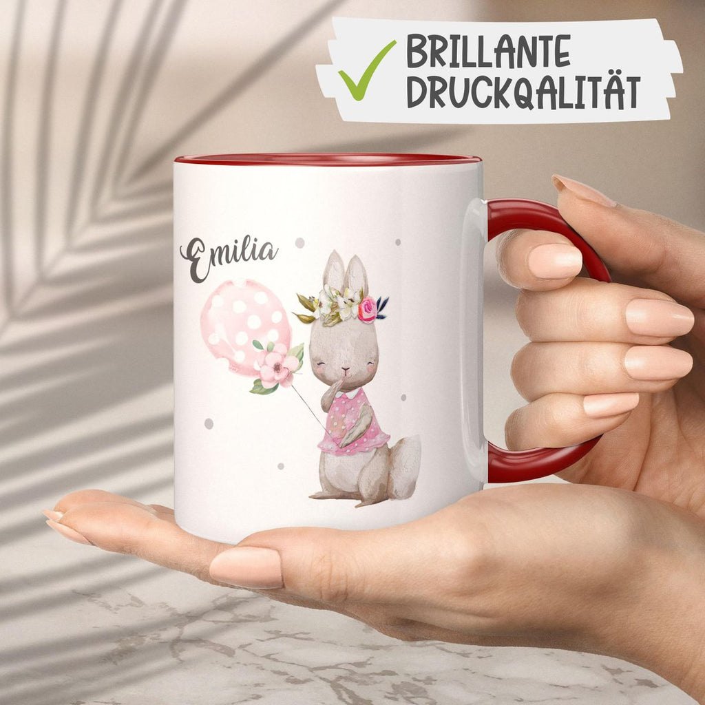 Keramik Tasse Lachender kleiner Hase personalisiert mit Wunschname - von Mikalino