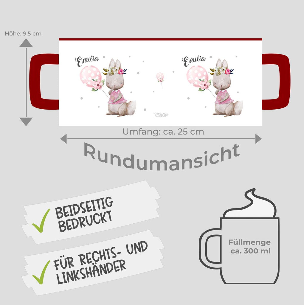 Keramik Tasse Lachender kleiner Hase personalisiert mit Wunschname - von Mikalino