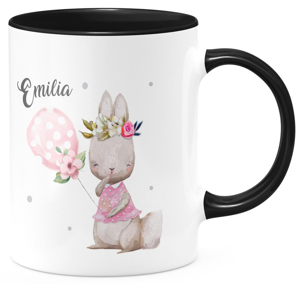 Keramik Tasse Lachender kleiner Hase personalisiert mit Wunschname - von Mikalino