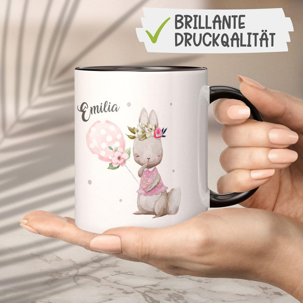 Keramik Tasse Lachender kleiner Hase personalisiert mit Wunschname - von Mikalino