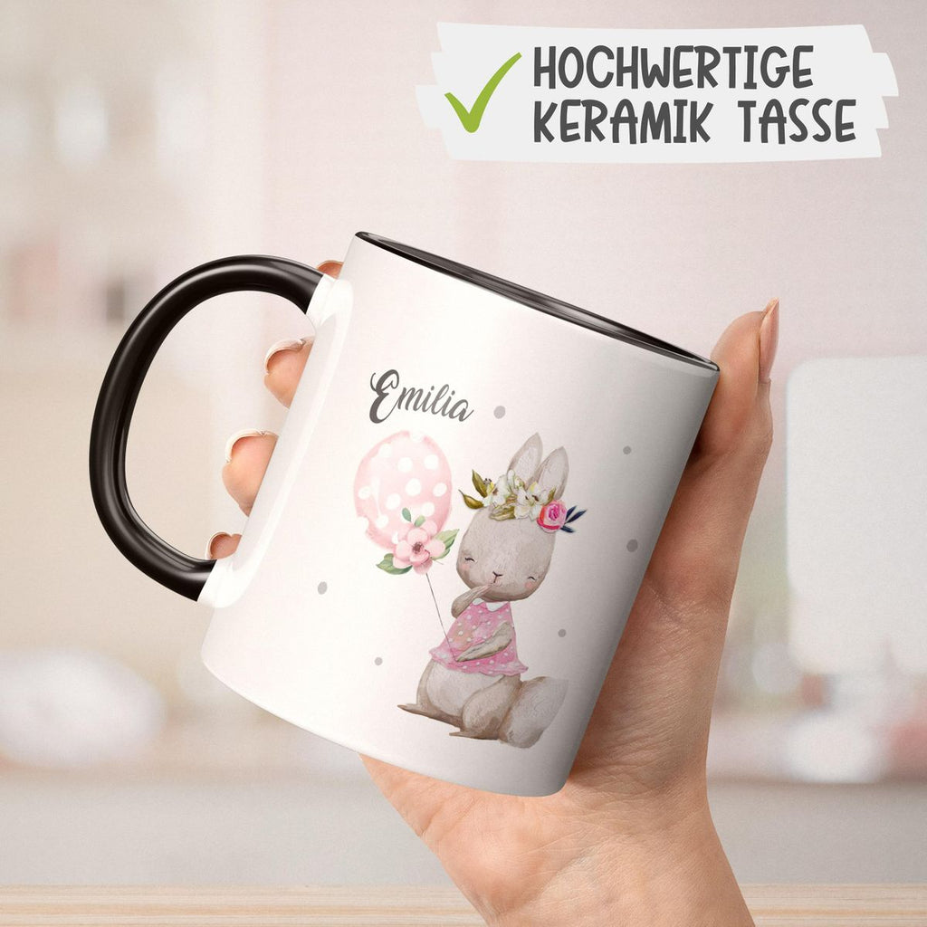 Keramik Tasse Lachender kleiner Hase personalisiert mit Wunschname - von Mikalino