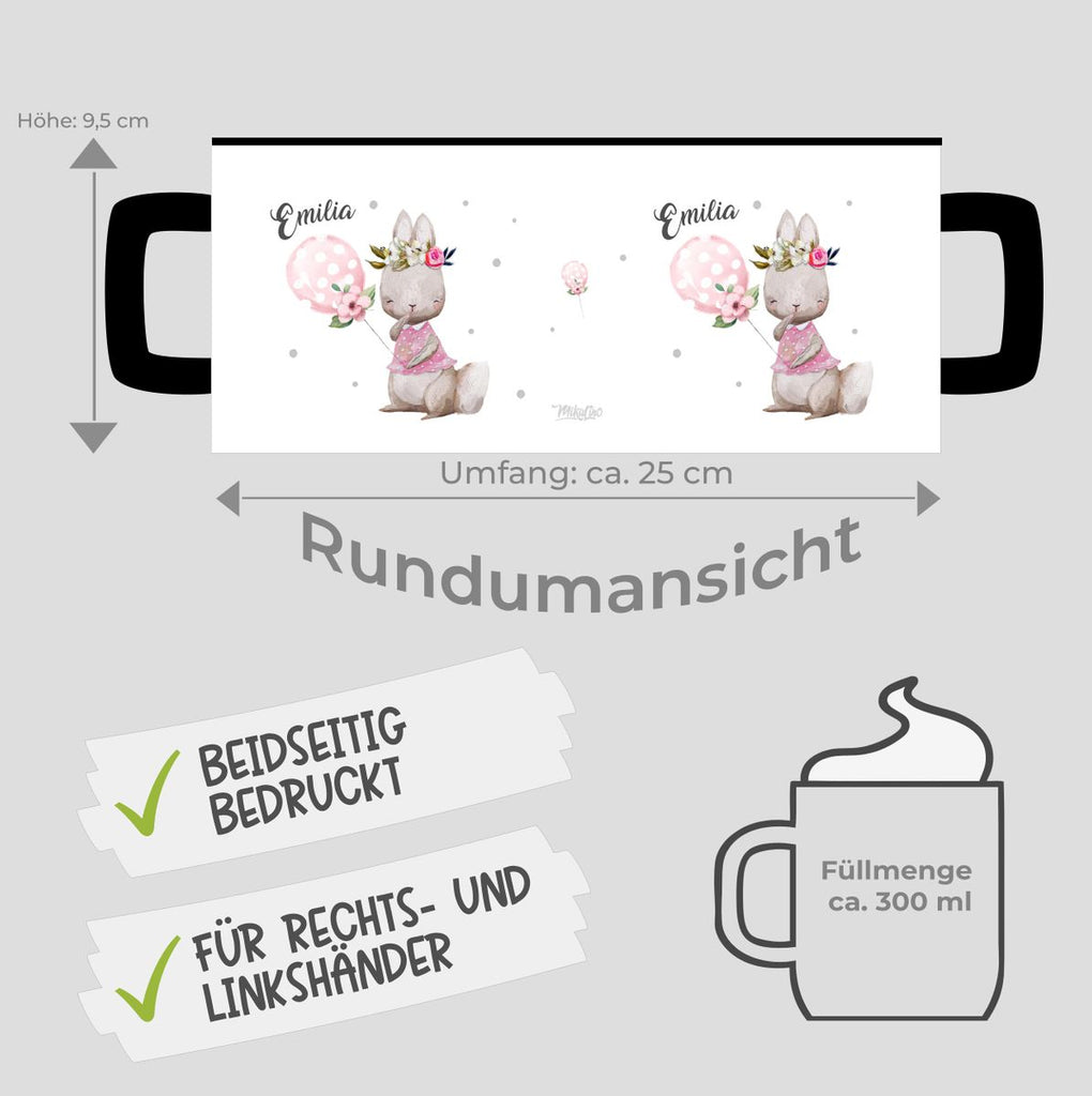 Keramik Tasse Lachender kleiner Hase personalisiert mit Wunschname - von Mikalino