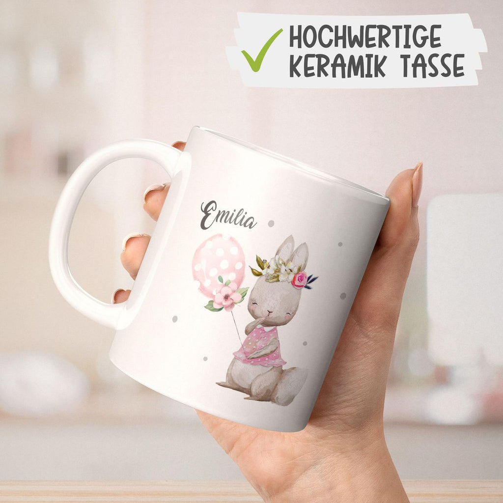 Keramik Tasse Lachender kleiner Hase personalisiert mit Wunschname - von Mikalino