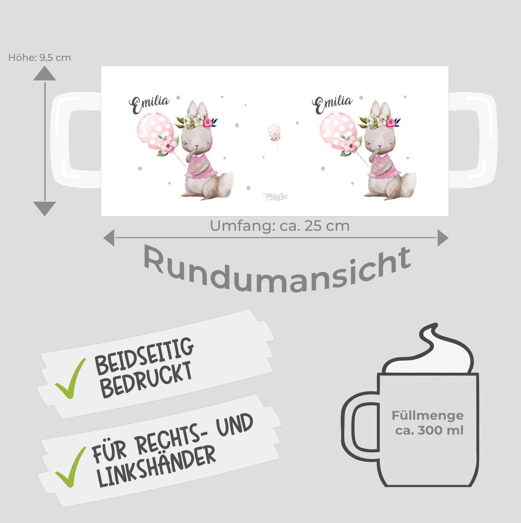 Keramik Tasse Lachender kleiner Hase personalisiert mit Wunschname - von Mikalino