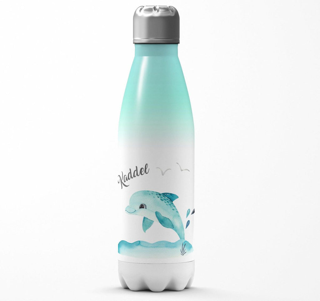 Thermo Trinkflasche Niedlicher Delphin personalisiert mit Wunschname - von Mikalino