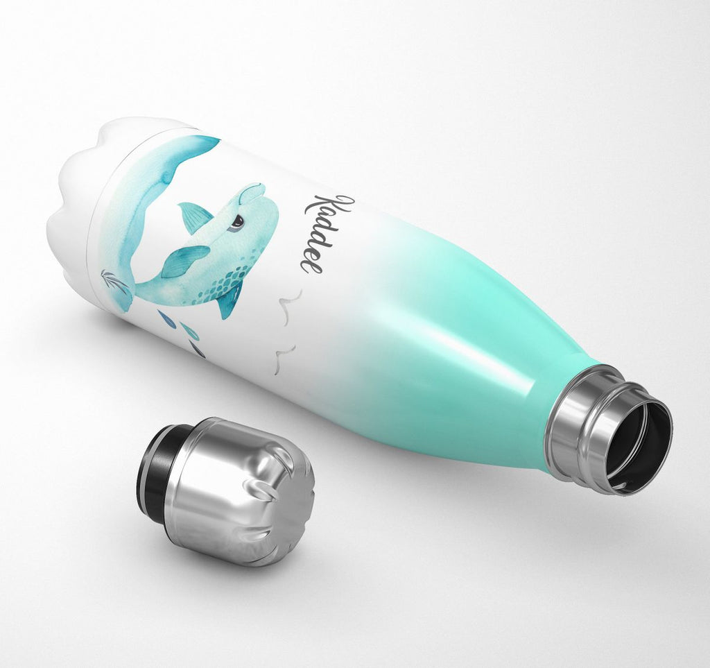 Thermo Trinkflasche Niedlicher Delphin personalisiert mit Wunschname - von Mikalino