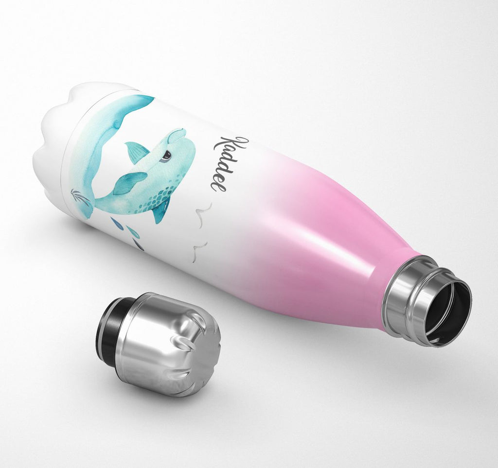 Thermo Trinkflasche Niedlicher Delphin personalisiert mit Wunschname - von Mikalino