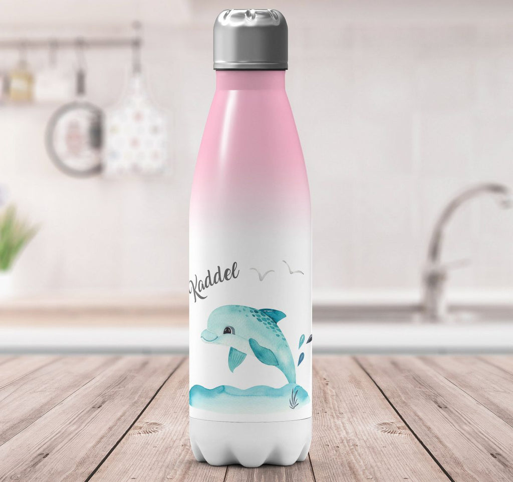 Thermo Trinkflasche Niedlicher Delphin personalisiert mit Wunschname - von Mikalino