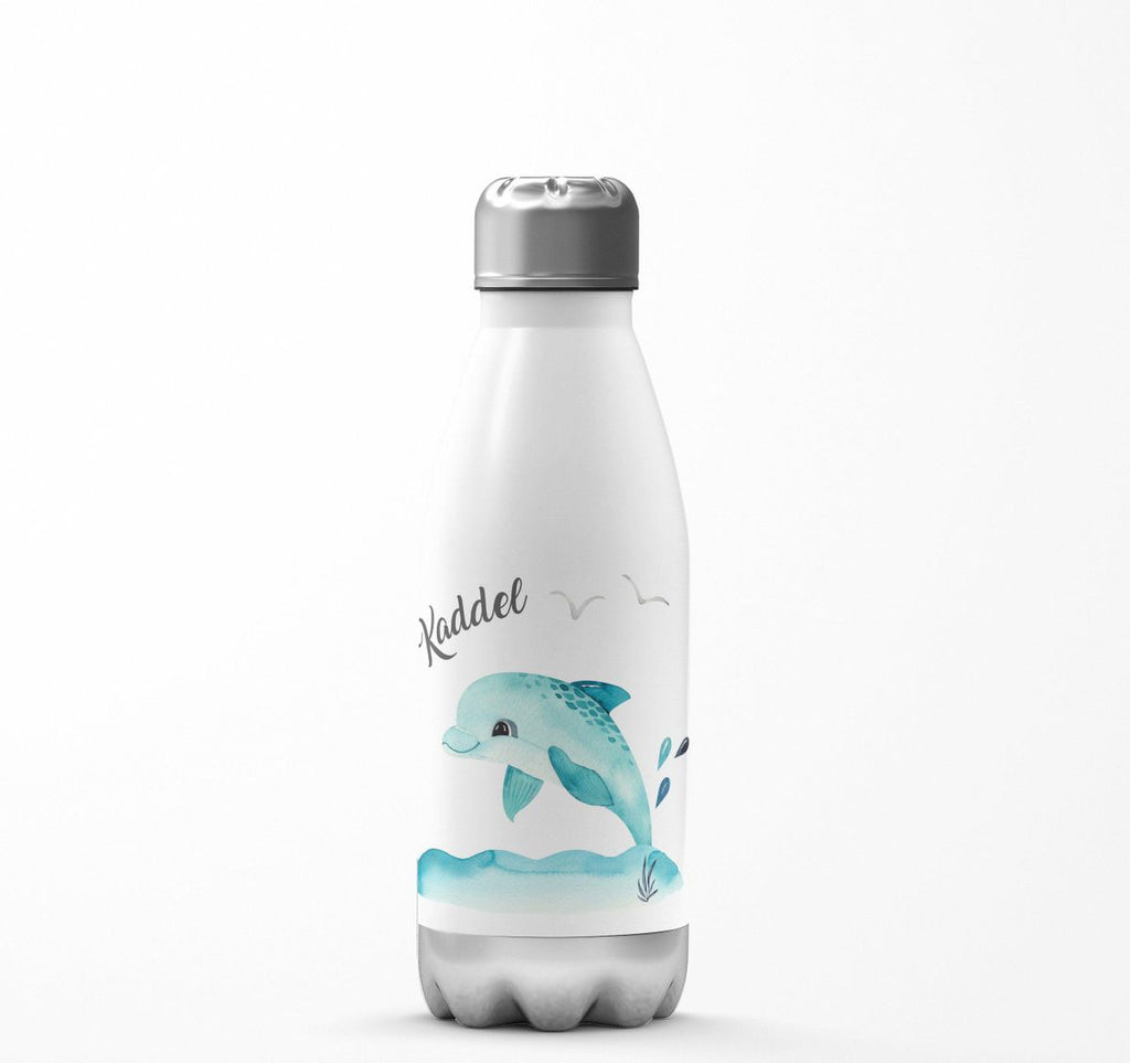 Thermo Trinkflasche Niedlicher Delphin personalisiert mit Wunschname - von Mikalino