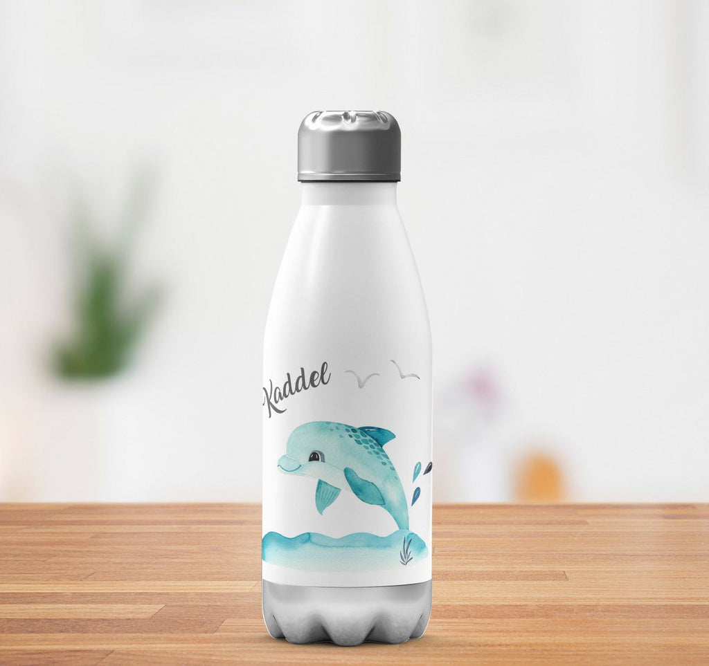 Thermo Trinkflasche Niedlicher Delphin personalisiert mit Wunschname - von Mikalino