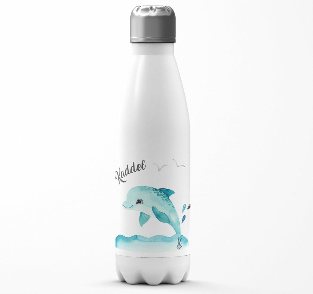 Thermo Trinkflasche Niedlicher Delphin personalisiert mit Wunschname - von Mikalino