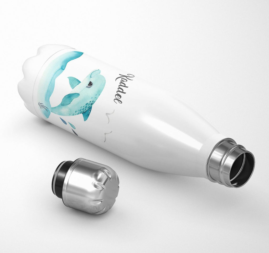 Thermo Trinkflasche Niedlicher Delphin personalisiert mit Wunschname - von Mikalino