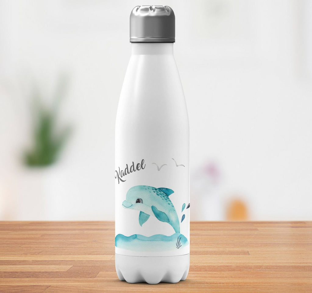 Thermo Trinkflasche Niedlicher Delphin personalisiert mit Wunschname - von Mikalino