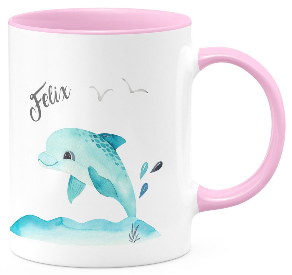 Keramik Tasse Niedlicher Delphin personalisiert mit Wunschname - von Mikalino