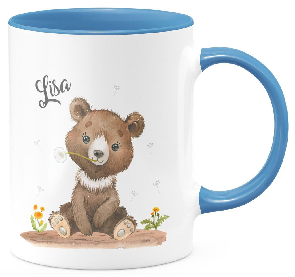 Keramik Tasse Süßer brauner Bär personalisiert mit Wunschname - von Mikalino