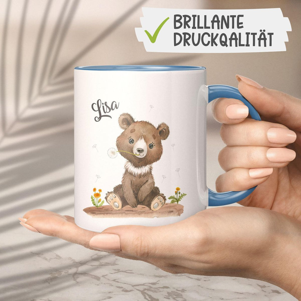 Keramik Tasse Süßer brauner Bär personalisiert mit Wunschname - von Mikalino