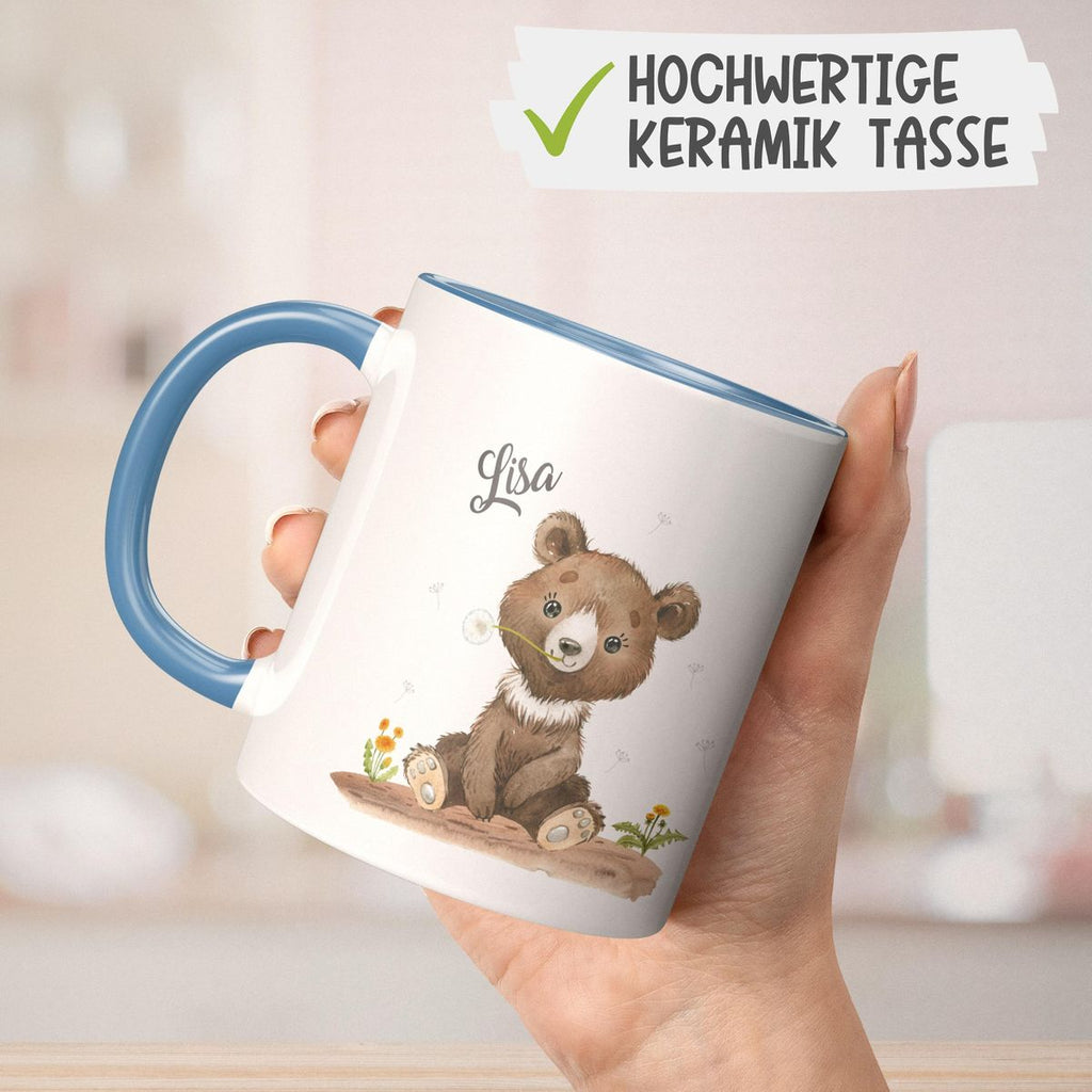 Keramik Tasse Süßer brauner Bär personalisiert mit Wunschname - von Mikalino