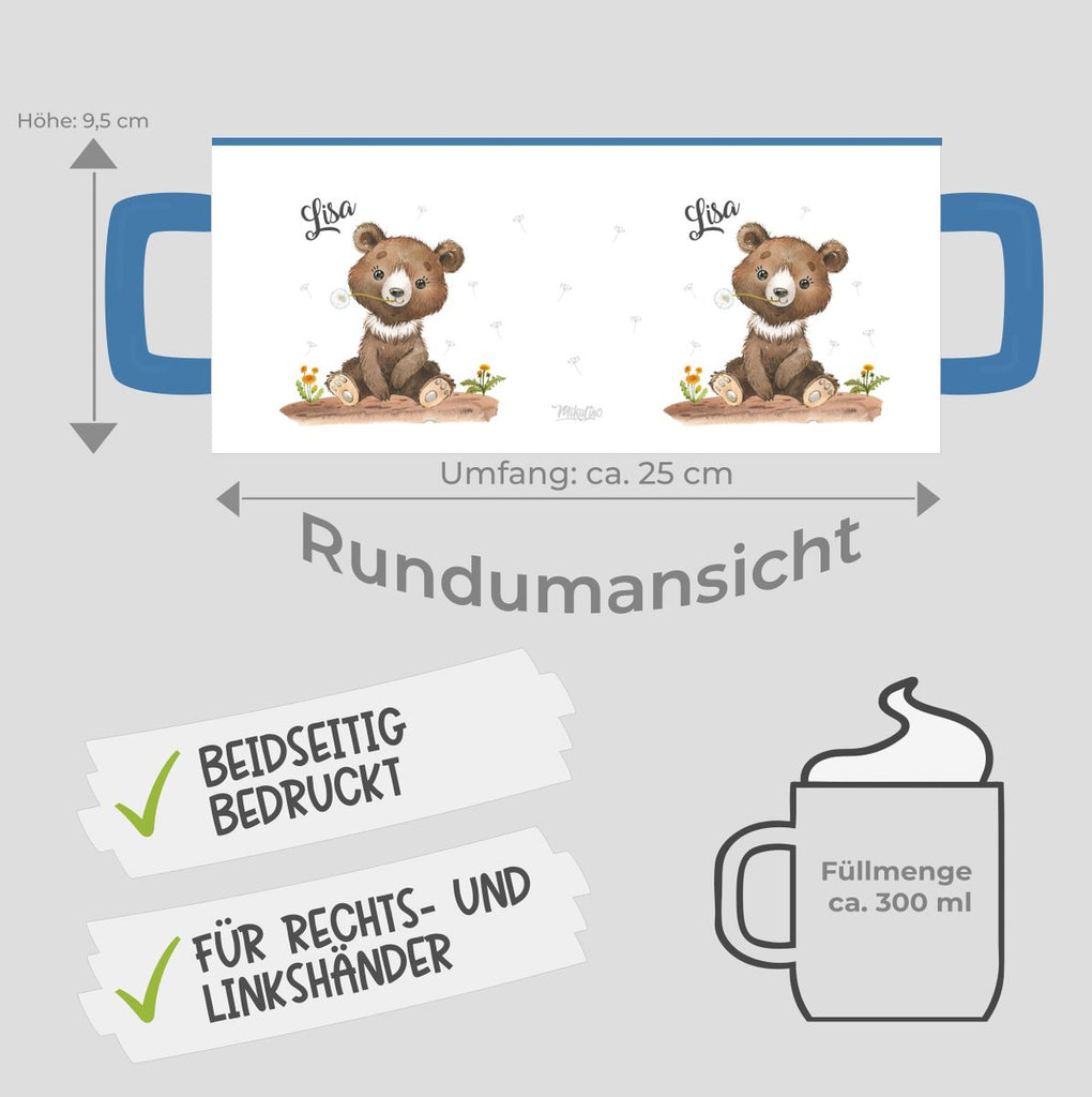 Keramik Tasse Süßer brauner Bär personalisiert mit Wunschname - von Mikalino