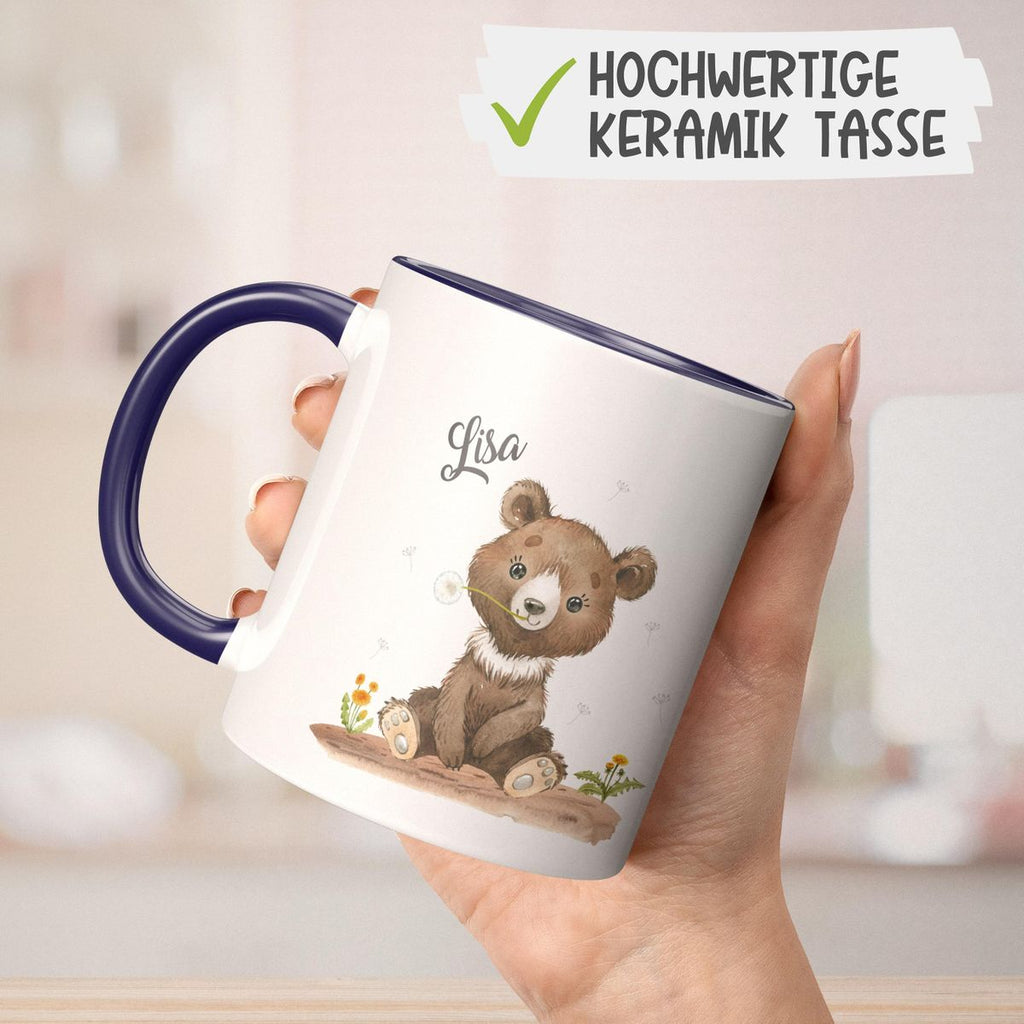 Keramik Tasse Süßer brauner Bär personalisiert mit Wunschname - von Mikalino