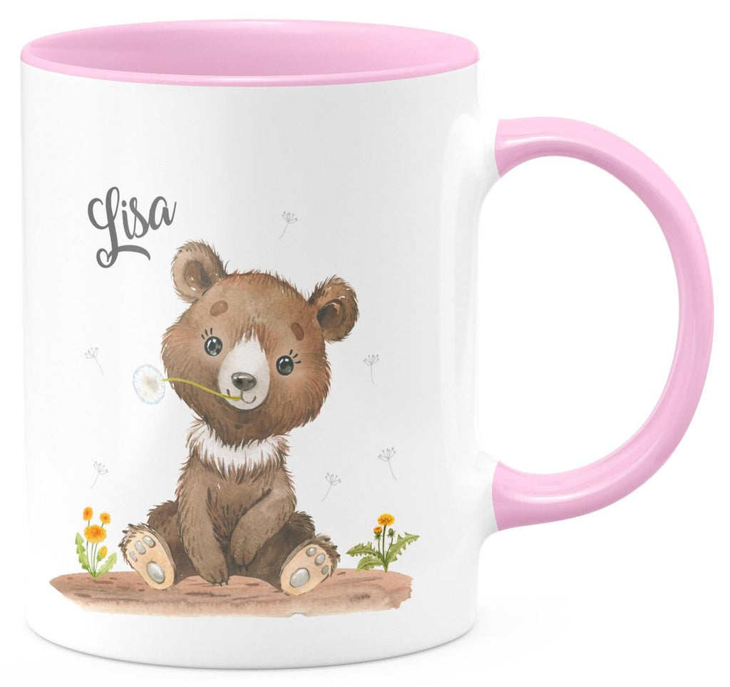 Keramik Tasse Süßer brauner Bär personalisiert mit Wunschname - von Mikalino