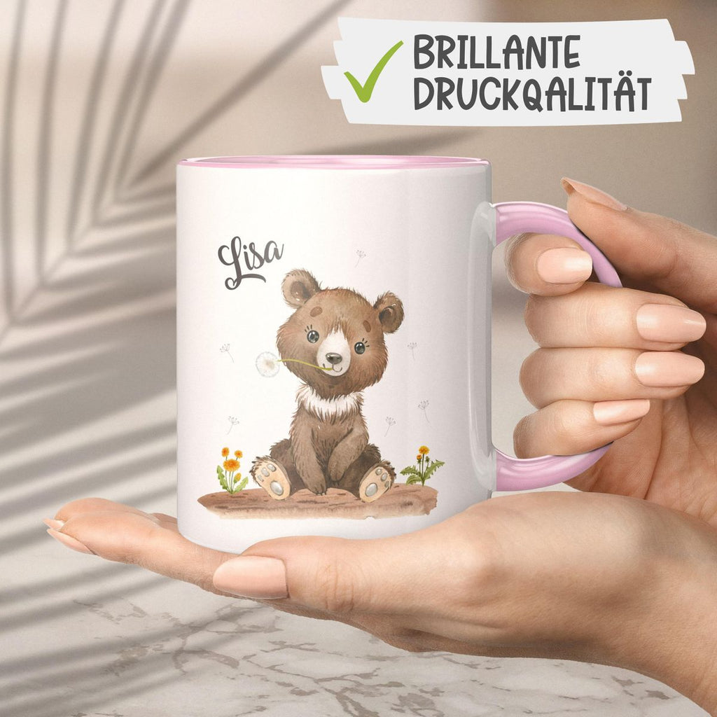 Keramik Tasse Süßer brauner Bär personalisiert mit Wunschname - von Mikalino