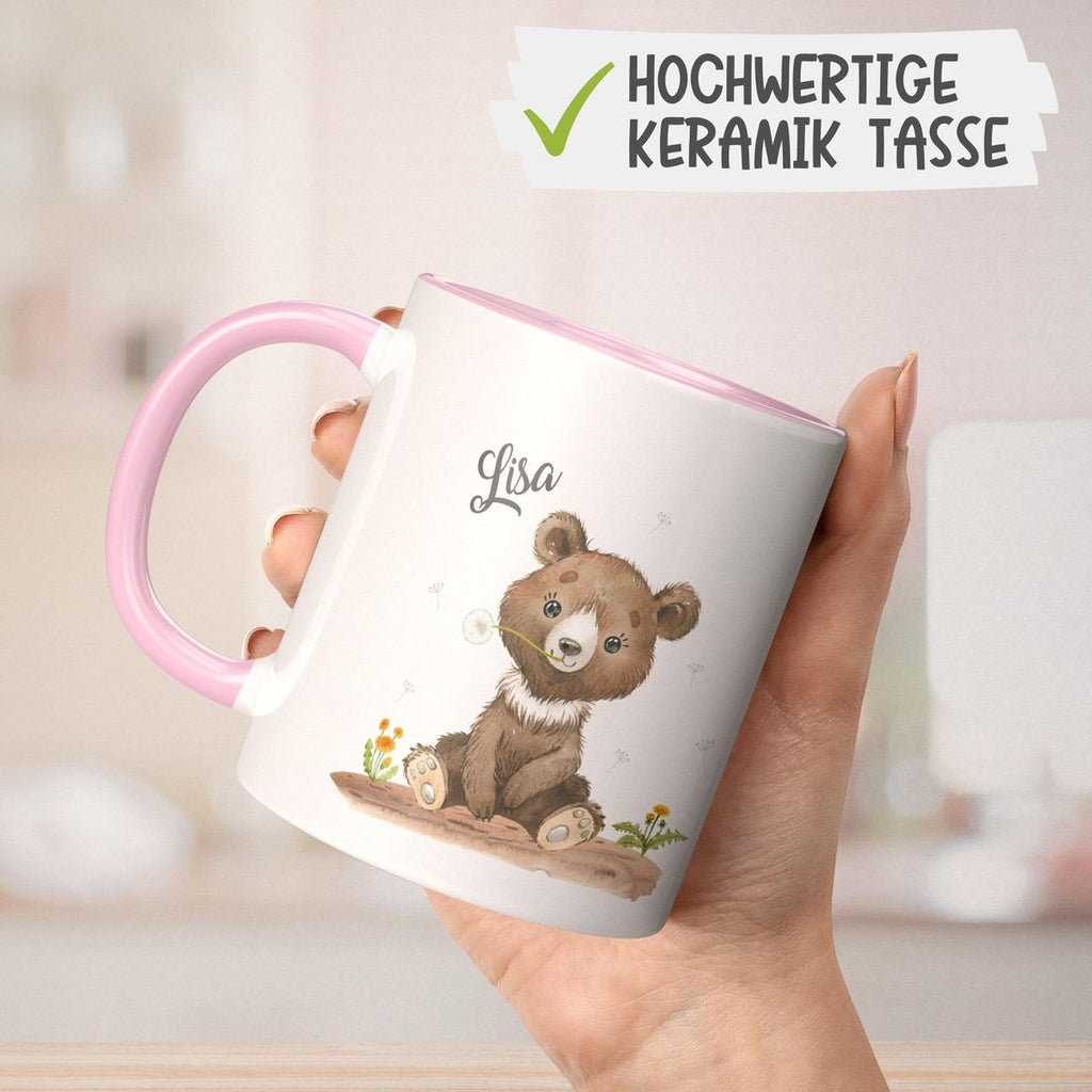 Keramik Tasse Süßer brauner Bär personalisiert mit Wunschname - von Mikalino