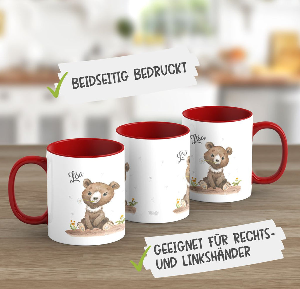 Keramik Tasse Süßer brauner Bär personalisiert mit Wunschname - von Mikalino