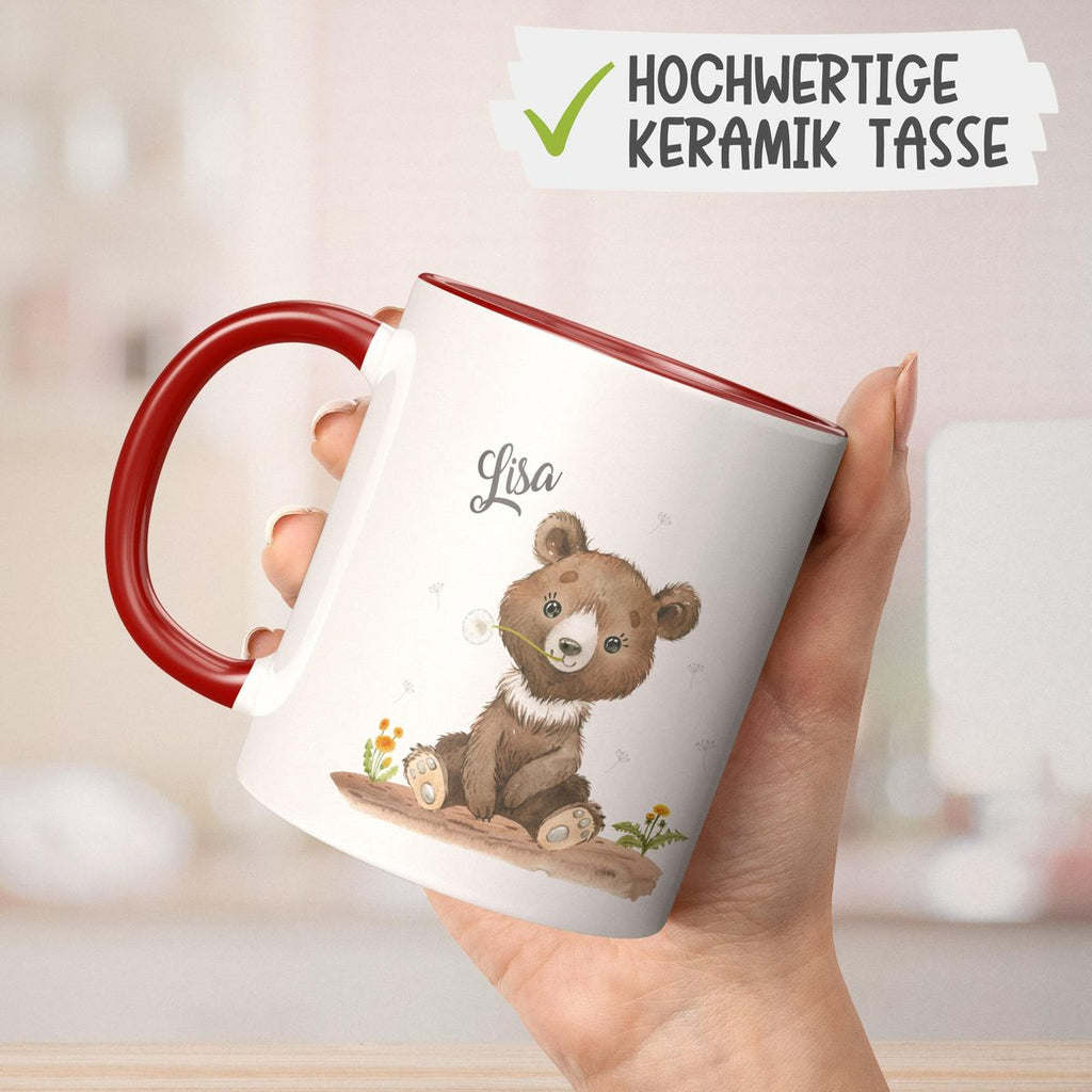 Keramik Tasse Süßer brauner Bär personalisiert mit Wunschname - von Mikalino