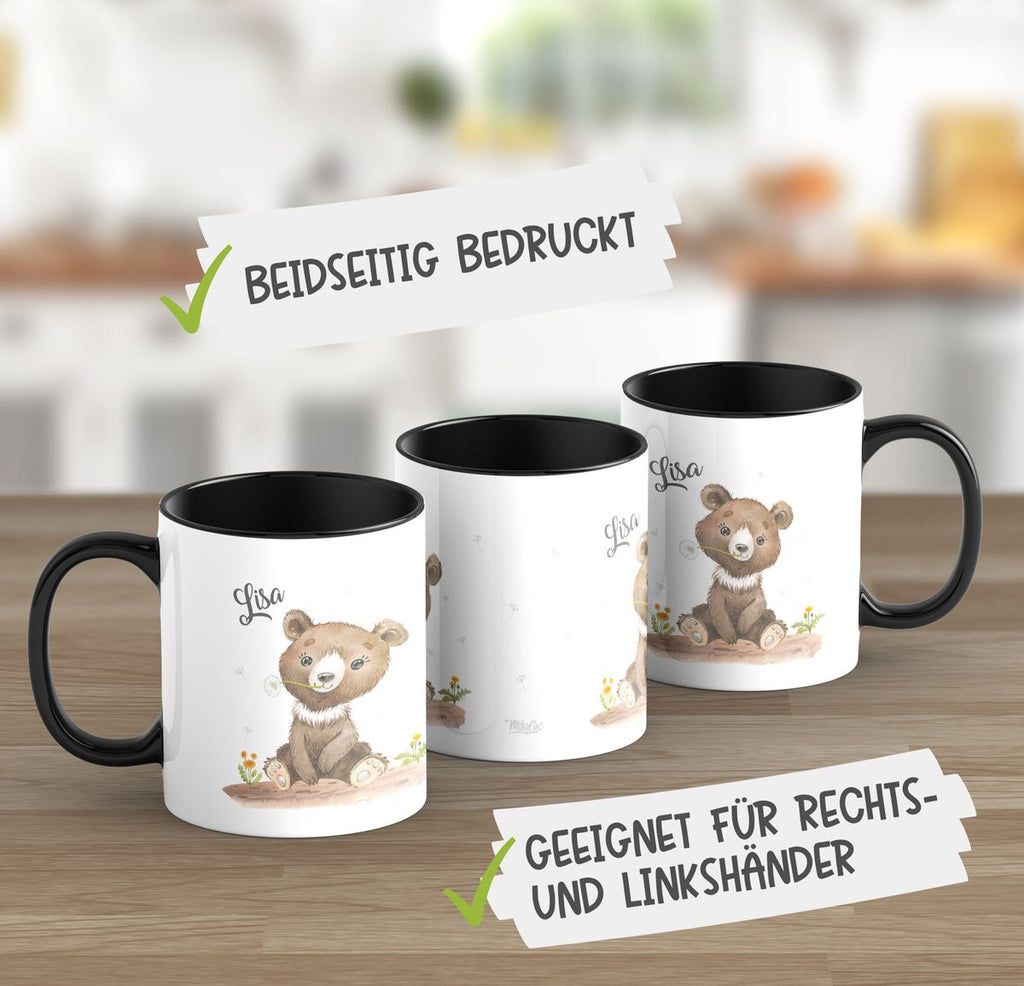 Keramik Tasse Süßer brauner Bär personalisiert mit Wunschname - von Mikalino