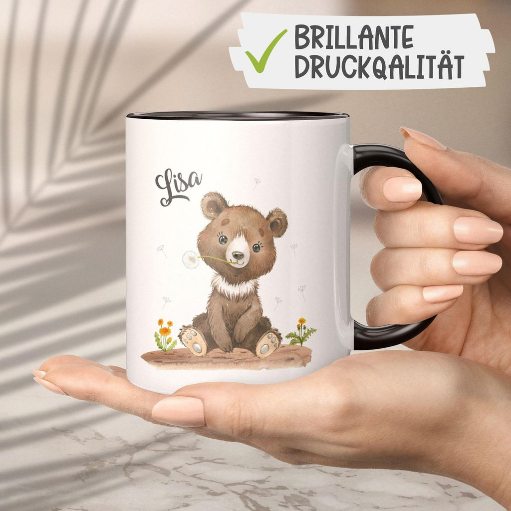 Keramik Tasse Süßer brauner Bär personalisiert mit Wunschname - von Mikalino