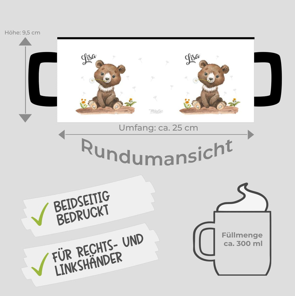 Keramik Tasse Süßer brauner Bär personalisiert mit Wunschname - von Mikalino