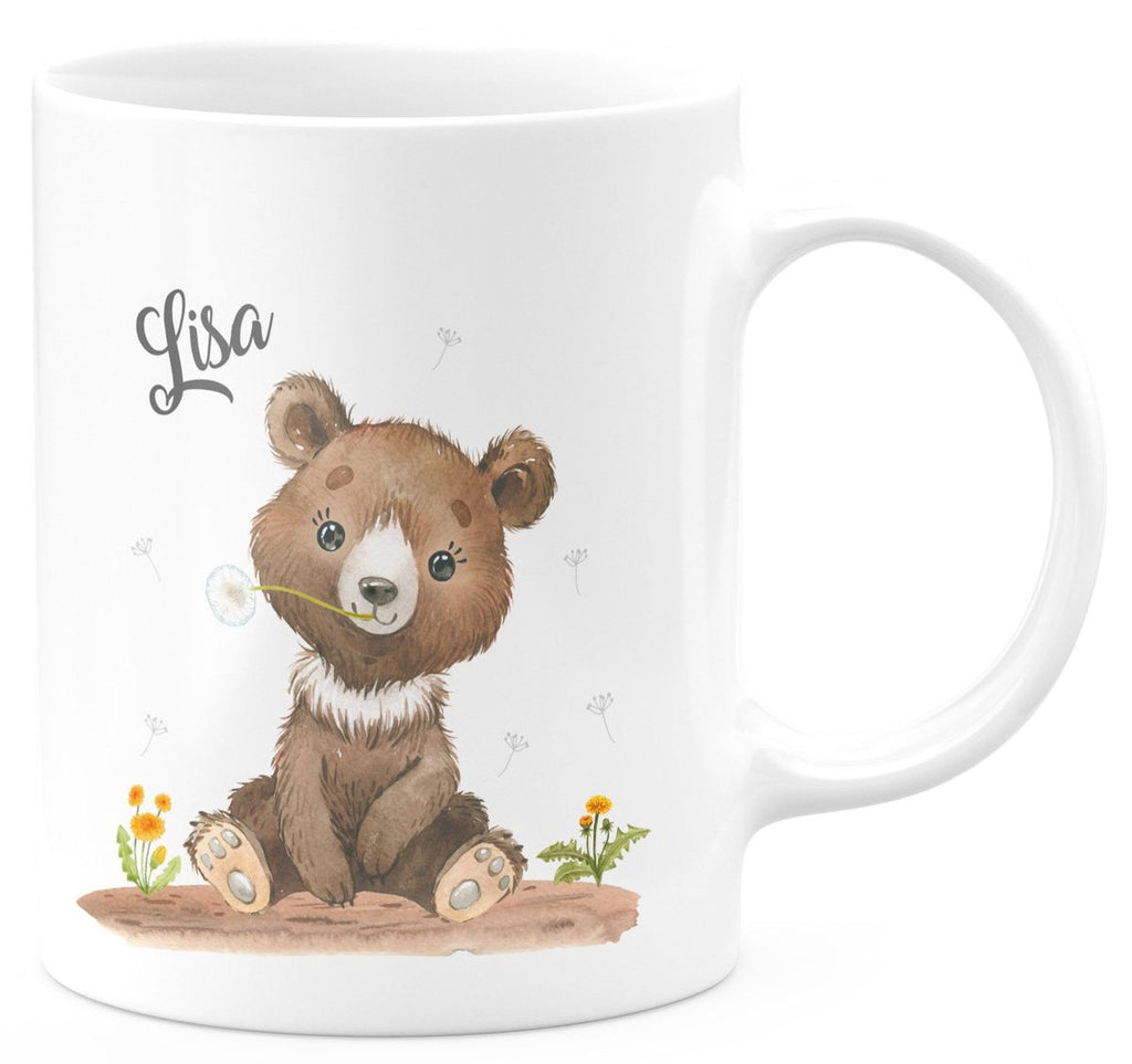 Keramik Tasse Süßer brauner Bär personalisiert mit Wunschname - von Mikalino