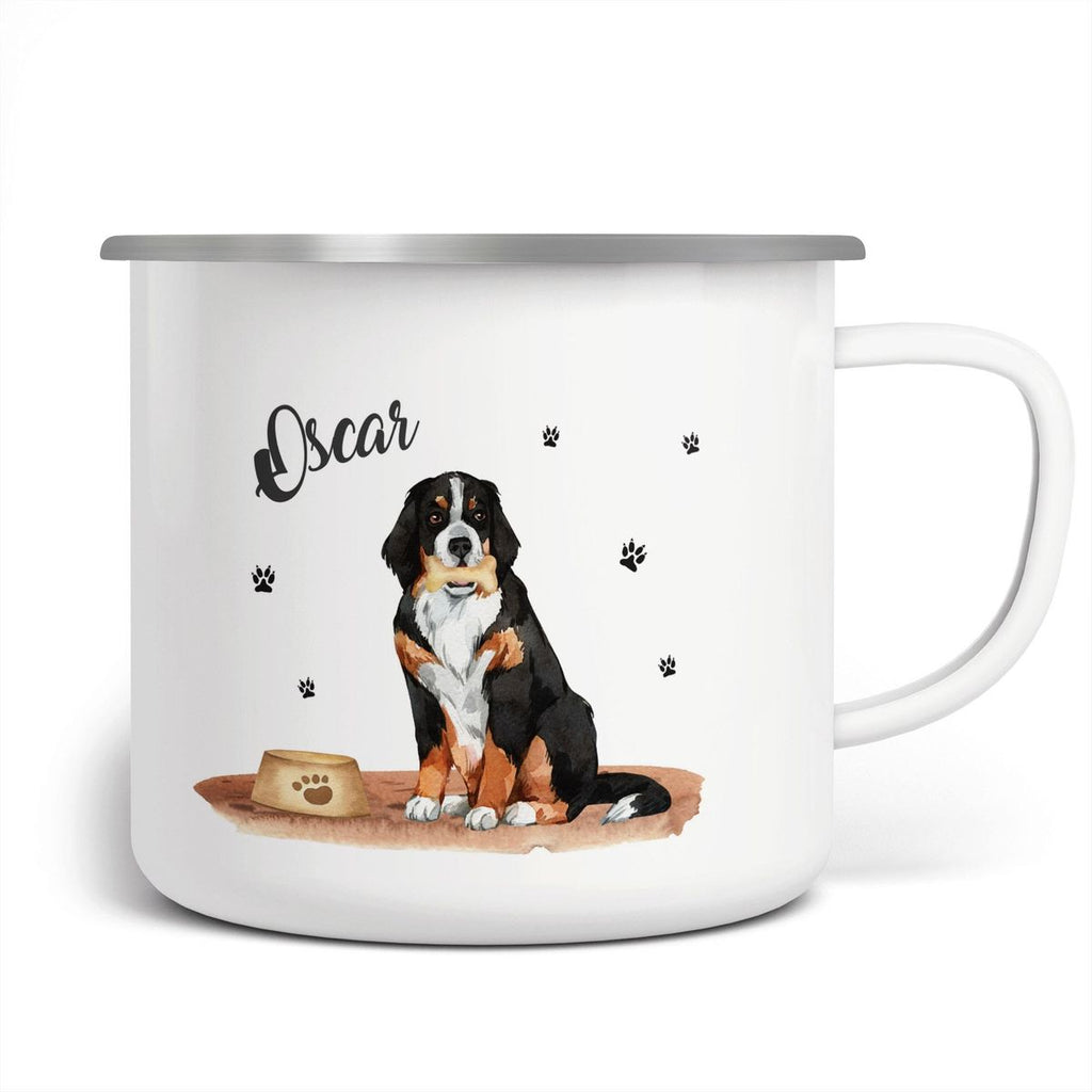 Emaille Tasse Süßer Hund personalisiert mit Wunschname - von Mikalino