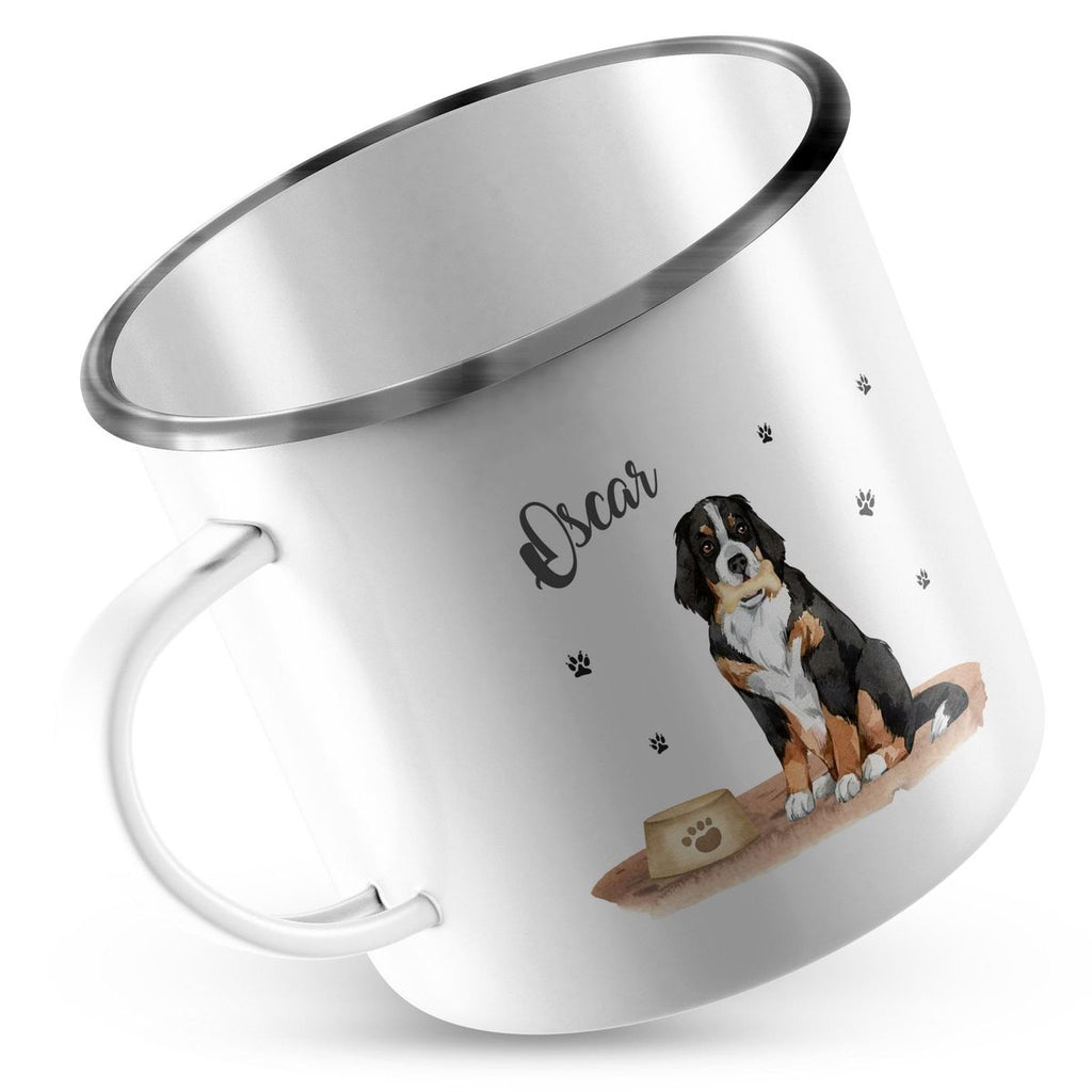 Emaille Tasse Süßer Hund personalisiert mit Wunschname - von Mikalino