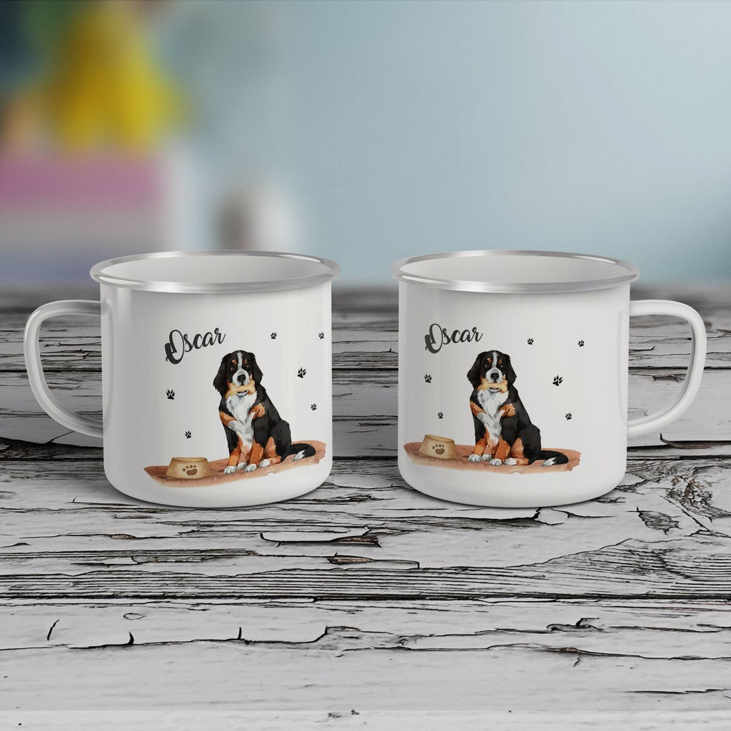 Emaille Tasse Süßer Hund personalisiert mit Wunschname - von Mikalino