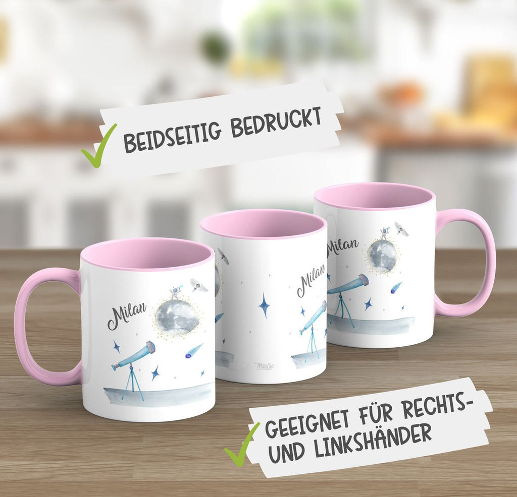 Keramik Tasse Spannender Weltraum personalisiert mit Wunschname - von Mikalino