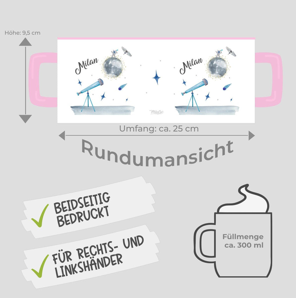 Keramik Tasse Spannender Weltraum personalisiert mit Wunschname - von Mikalino