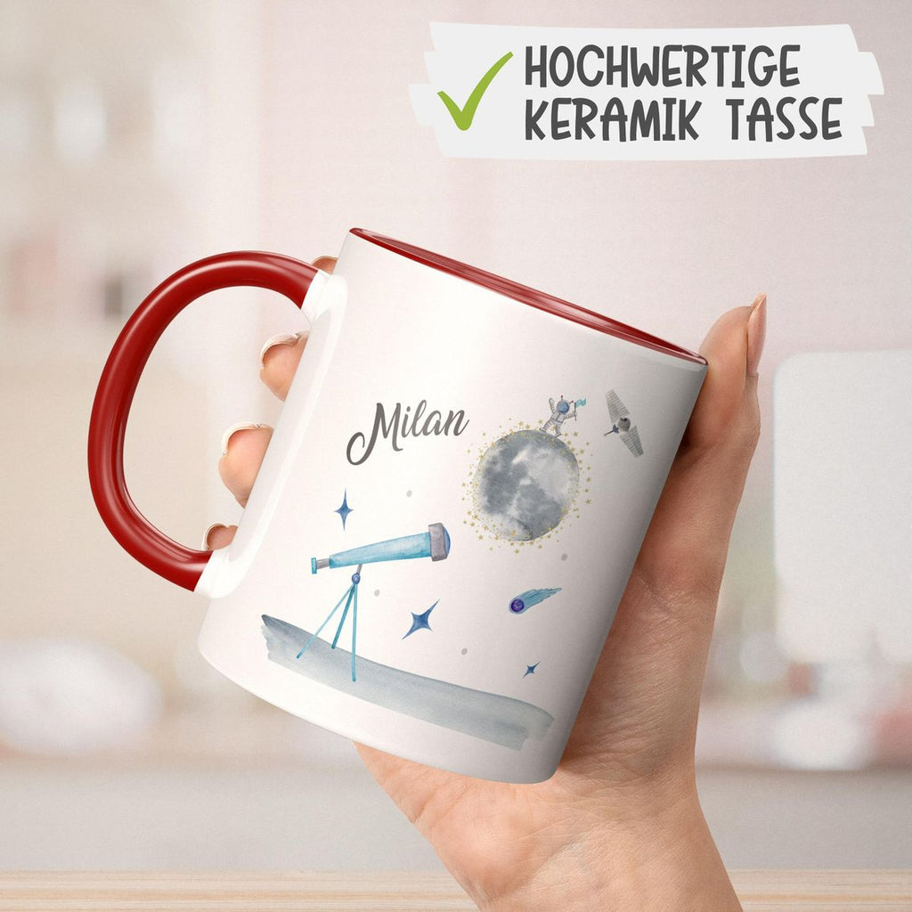 Keramik Tasse Spannender Weltraum personalisiert mit Wunschname - von Mikalino