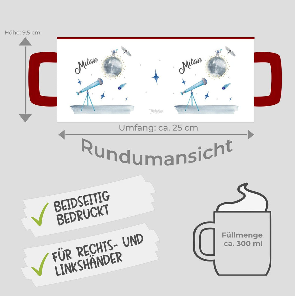 Keramik Tasse Spannender Weltraum personalisiert mit Wunschname - von Mikalino