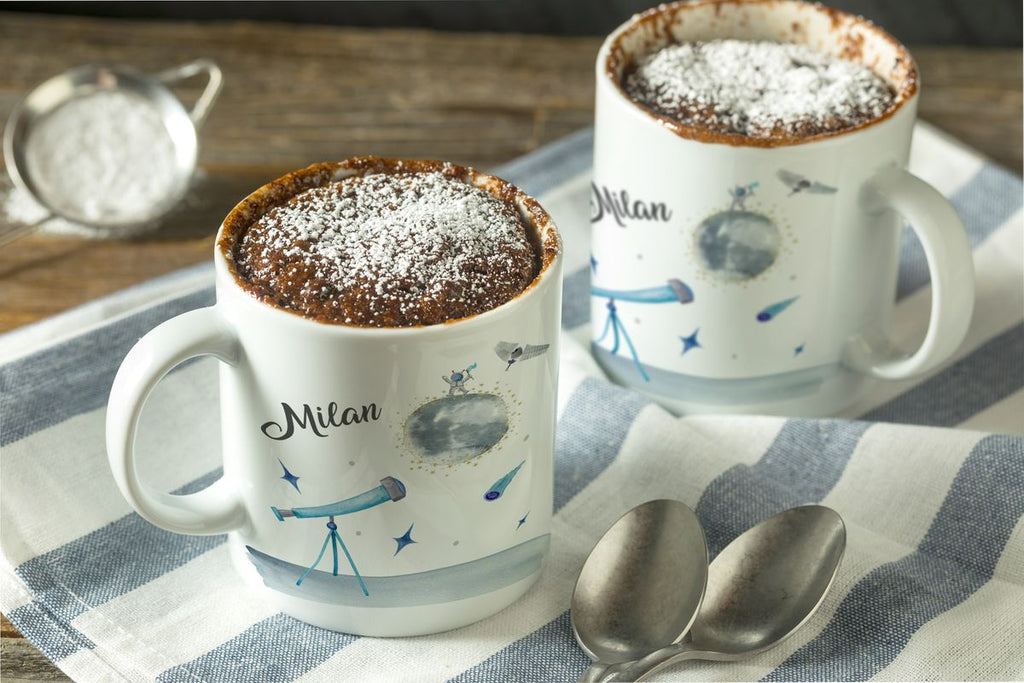 Keramik Tasse Spannender Weltraum personalisiert mit Wunschname - von Mikalino