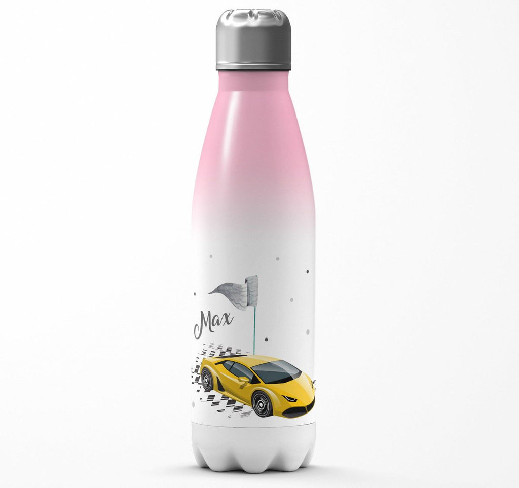 Thermo Trinkflasche Schnelles Rennauto personalisiert mit Wunschname - von Mikalino