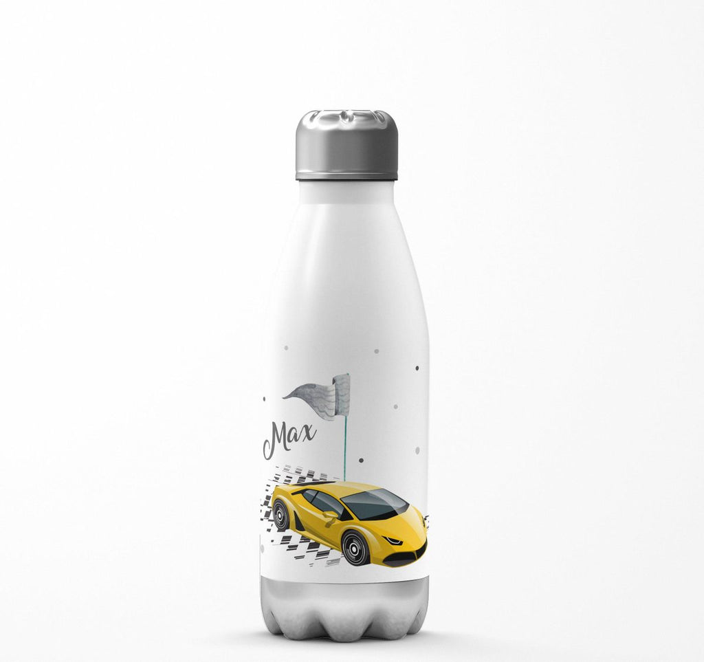 Thermo Trinkflasche Schnelles Rennauto personalisiert mit Wunschname - von Mikalino